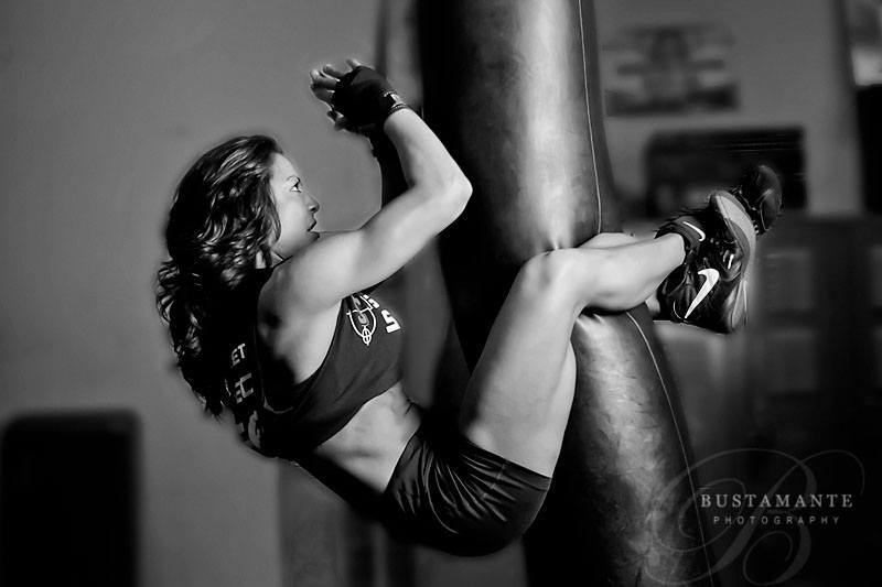 heavy bag situp b&w