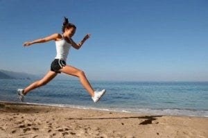 Jumping on the beach