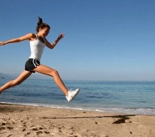 Jumping on the beach